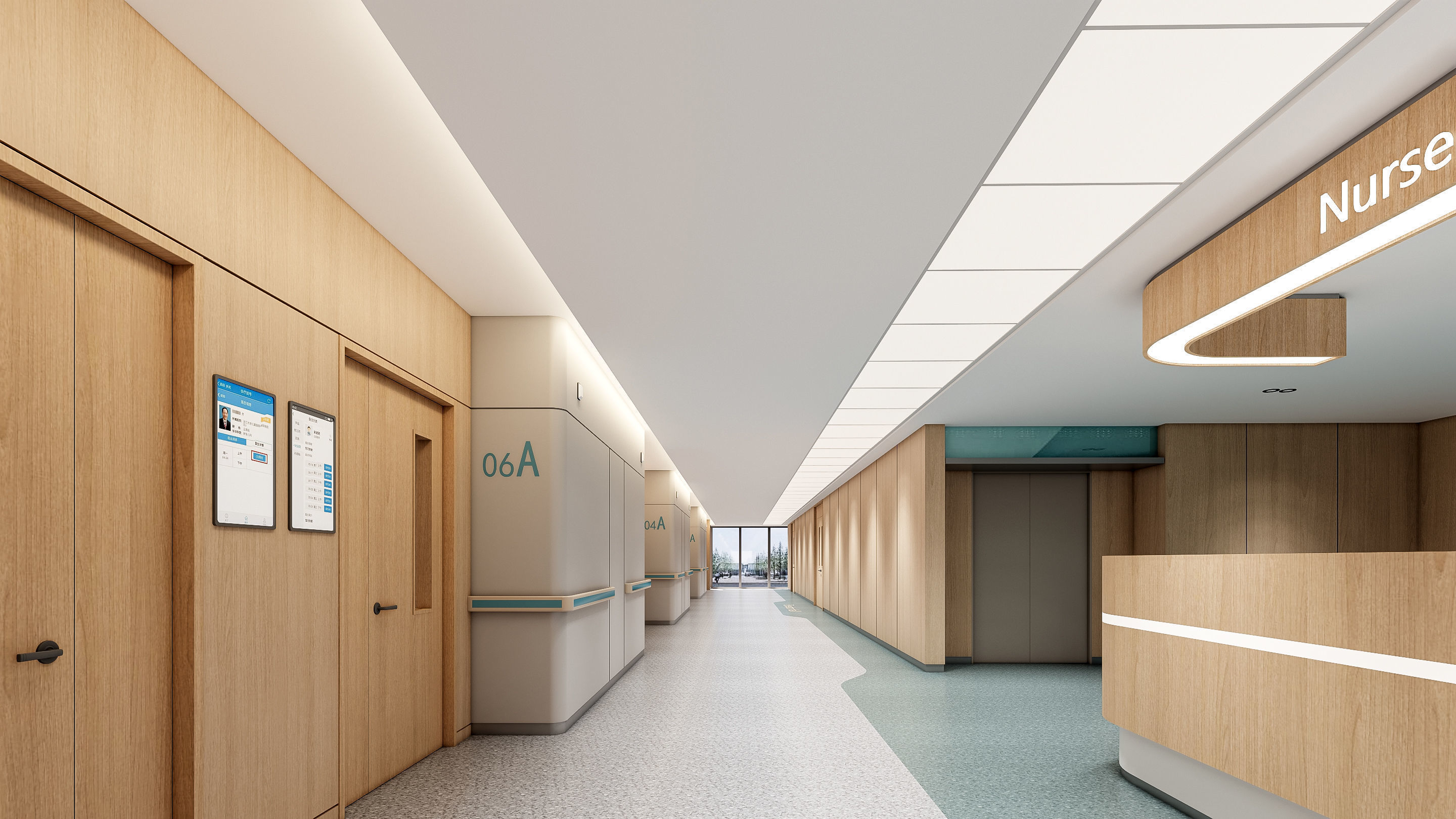 Hospital corridor Nurses station 3 3D model_11