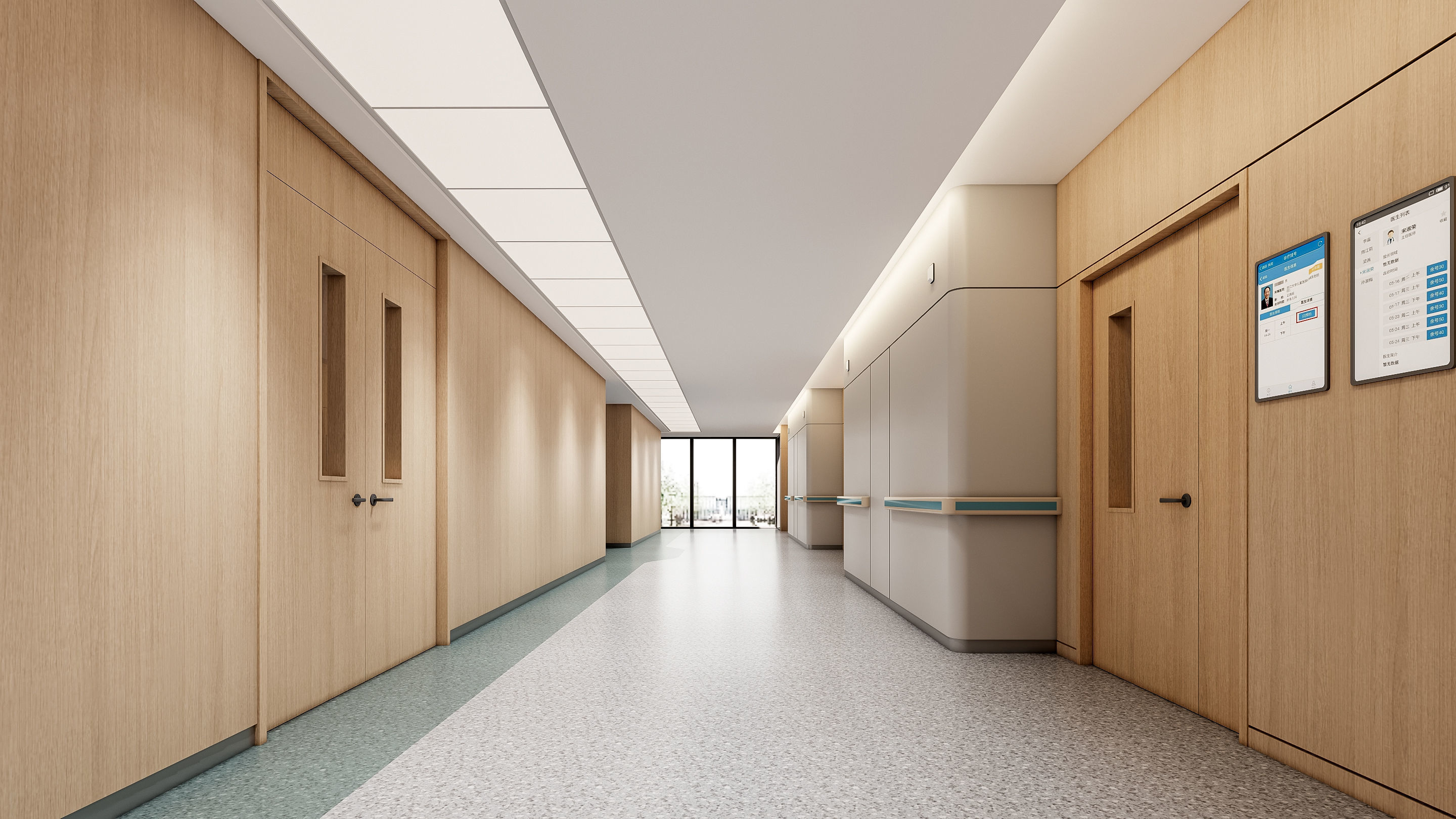 Hospital corridor Nurses station 3 3D model_16