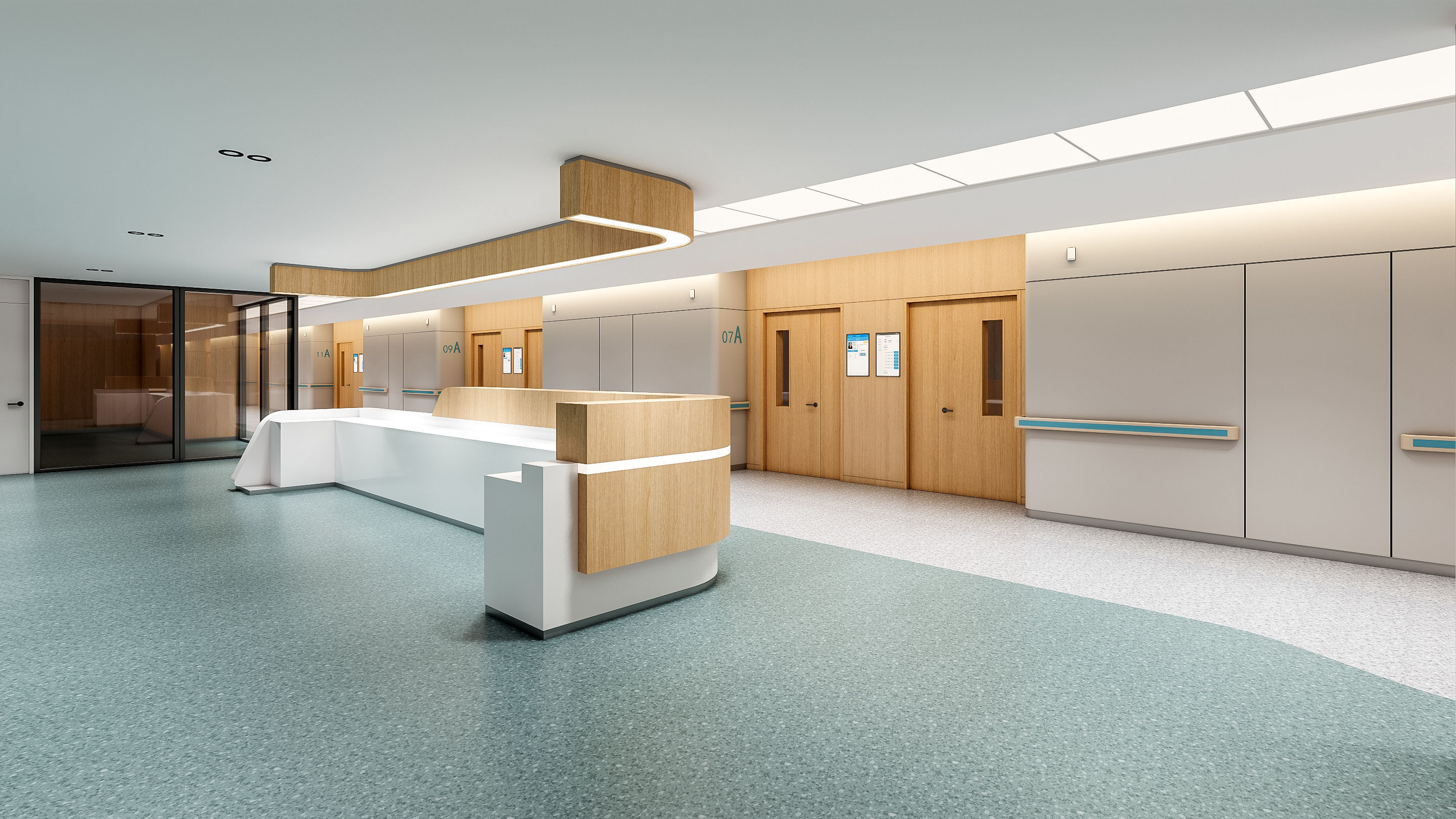 Hospital corridor Nurses station 3 3D model_2