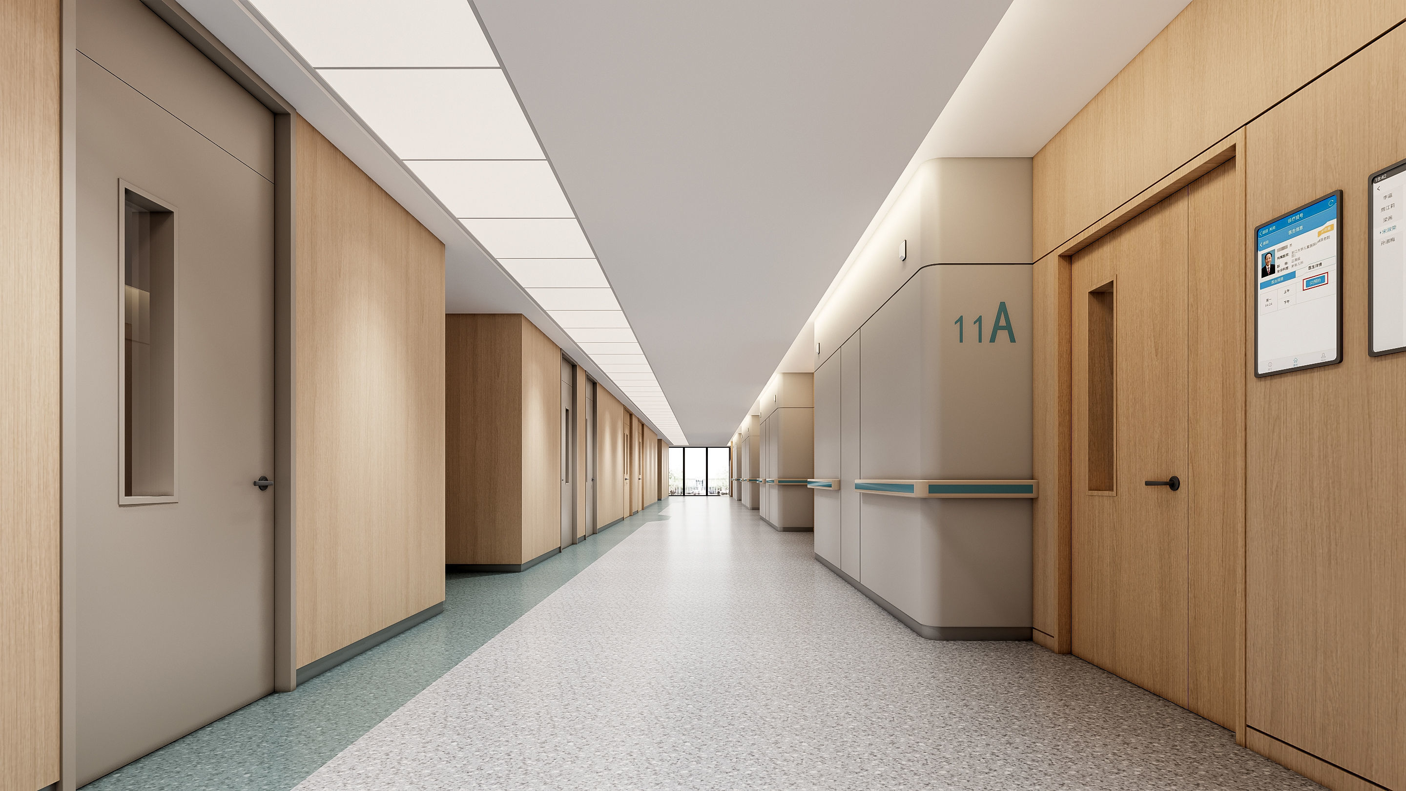 Hospital corridor Nurses station 3 3D model_13