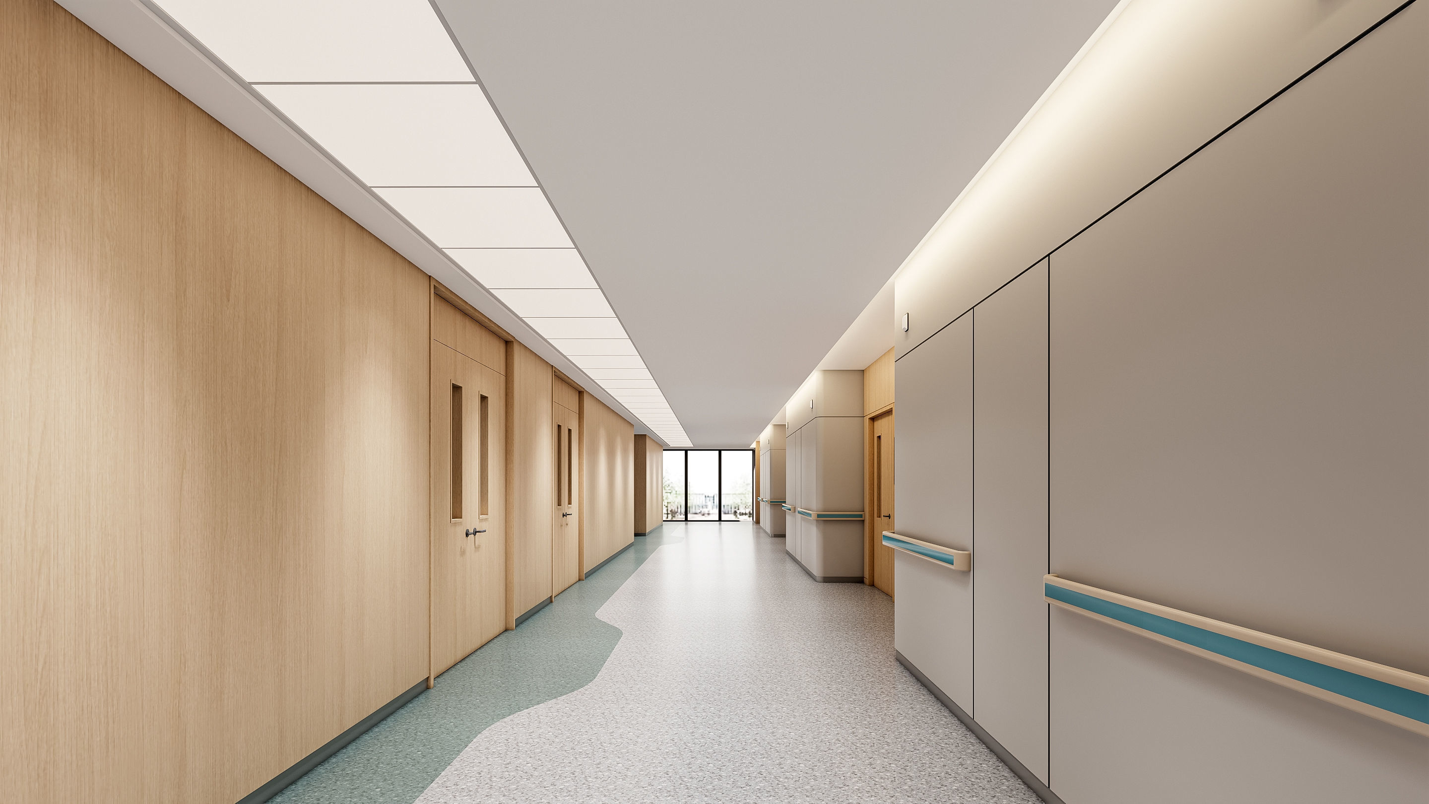 Hospital corridor Nurses station 3 3D model_9