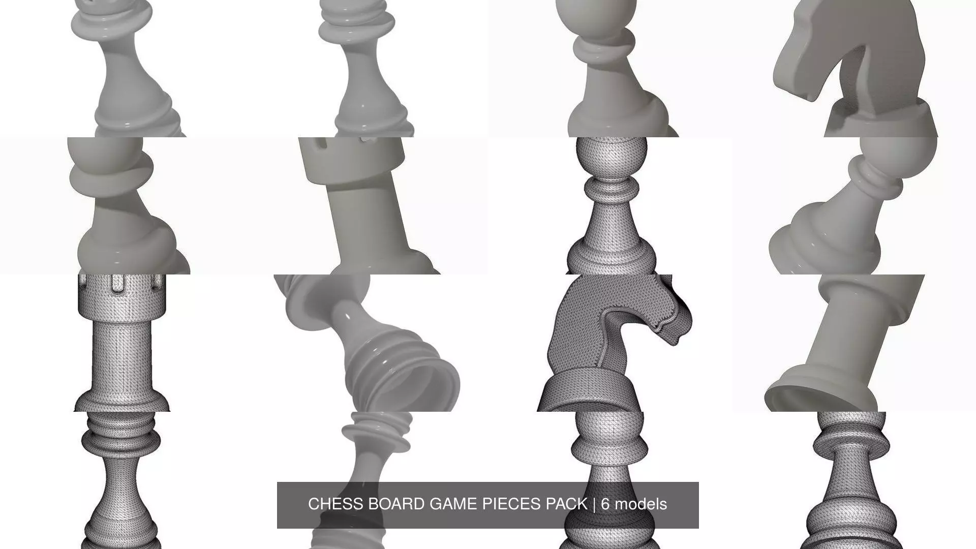 CHESS BOARD GAME PIECES PACK 3D Model Collection_0