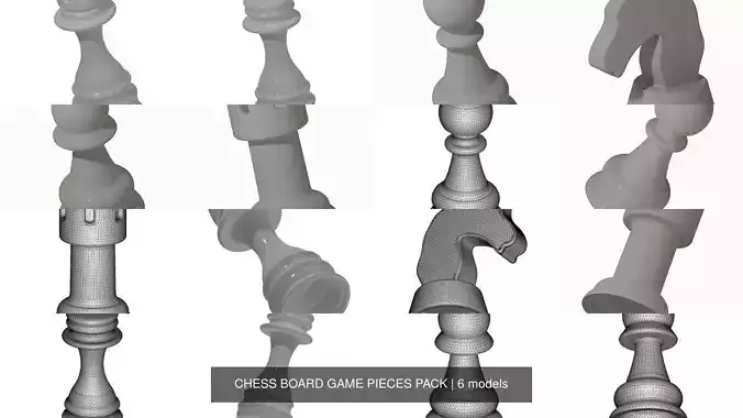 CHESS BOARD GAME PIECES PACK 3D Model Collection