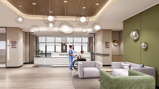 Hospital lobby reception hall 1 3D model