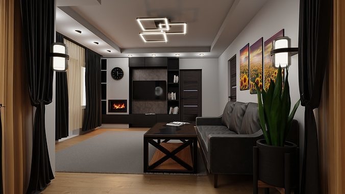 LivingRoom Low-poly 3D model