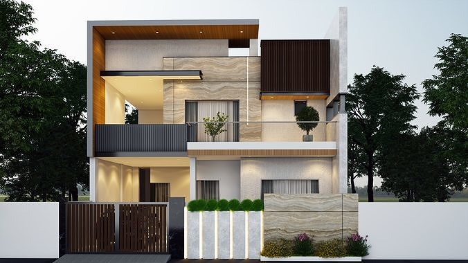 Modern House Elevation 3D model 3D model
