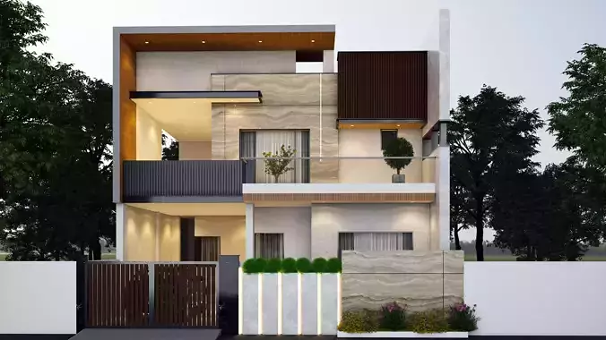 Modern House Elevation 3D model