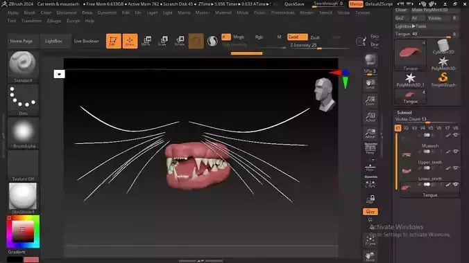 Cat teeth  Low-poly 3D model