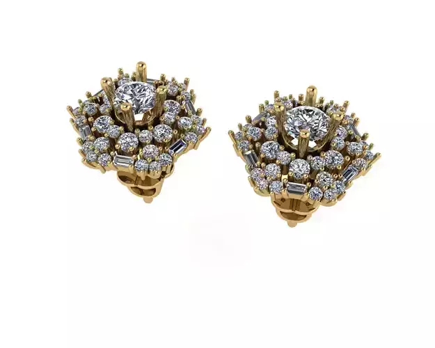 Diamond earring 3d render