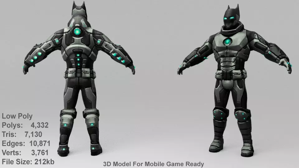 Batman 3D Model High-Detail Game Ready with PBR Textures Low-poly 3D model_0