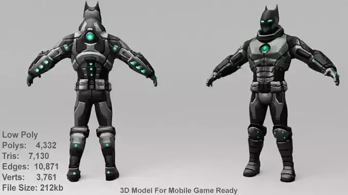 Batman 3D Model High-Detail Game Ready with PBR Textures Low-poly 3D model