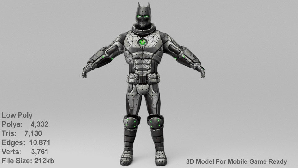 Batman 3D Model High-Detail Game Ready with PBR Textures Low-poly 3D model_6