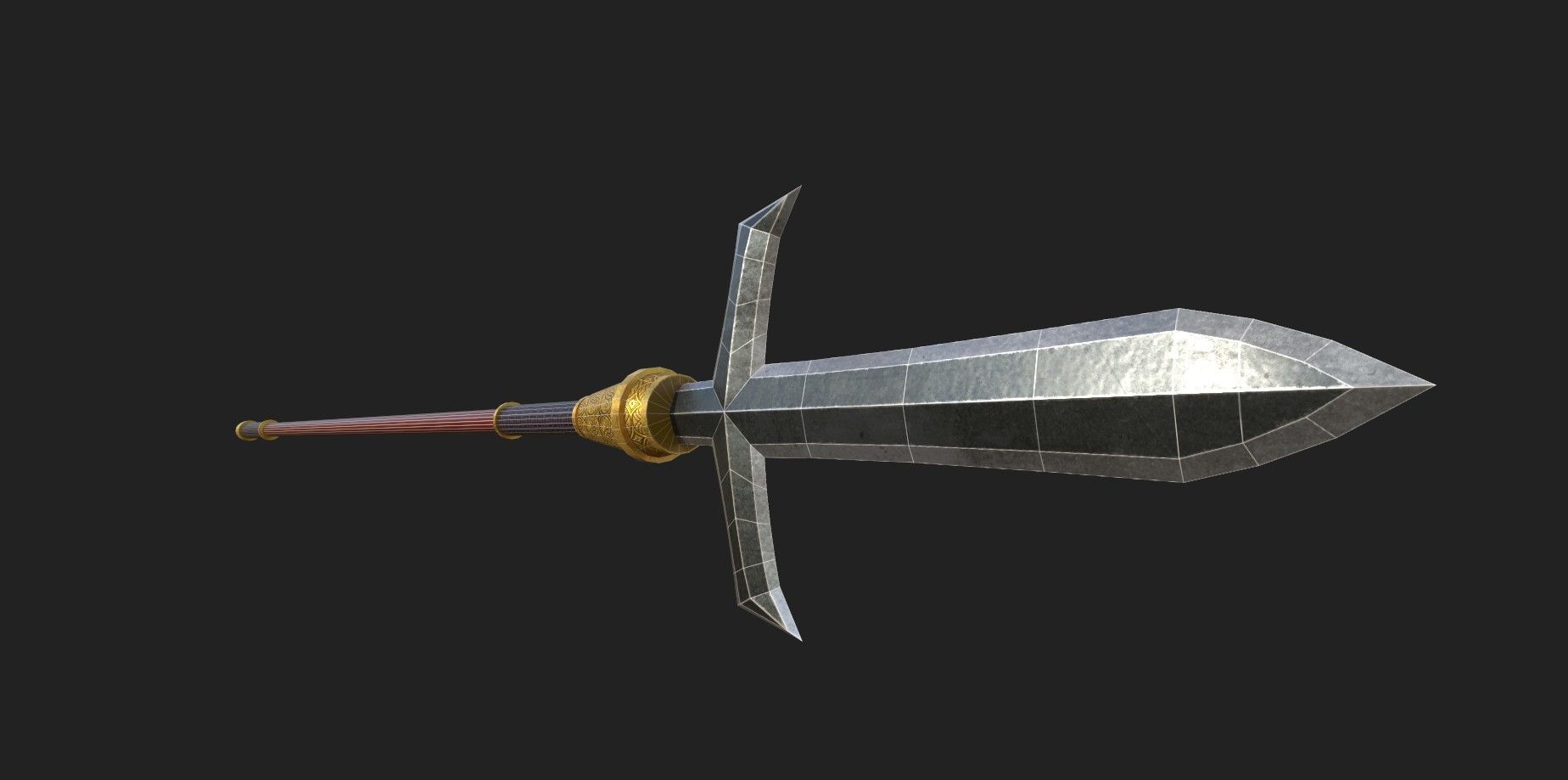 Cross Spear Type A Low-poly 3D model_1
