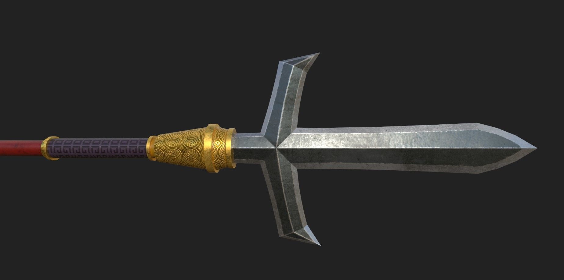 Cross Spear Type A Low-poly 3D model_2