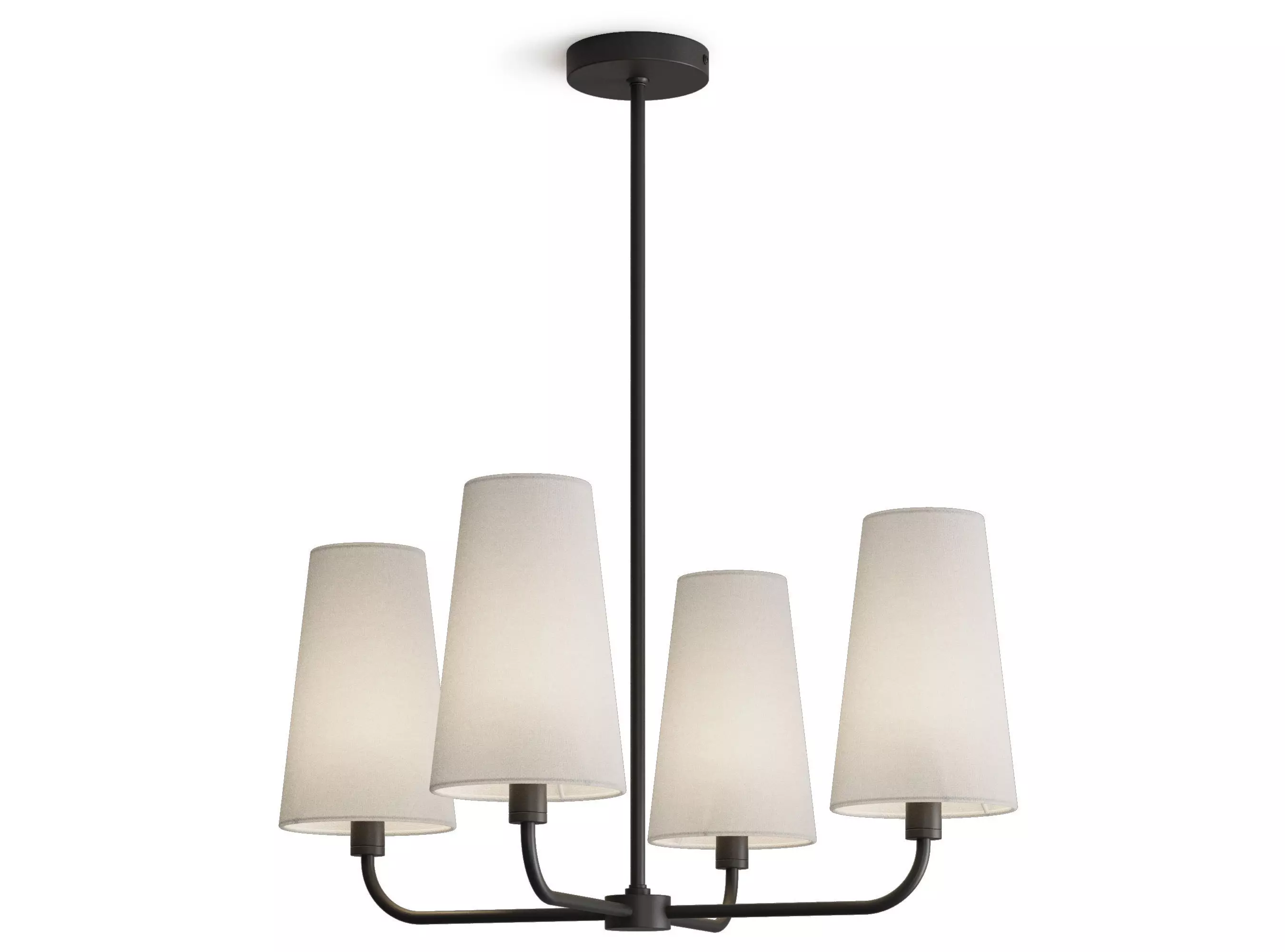 Louvre Home Ansel chandelier with white lampshades 3D model_0