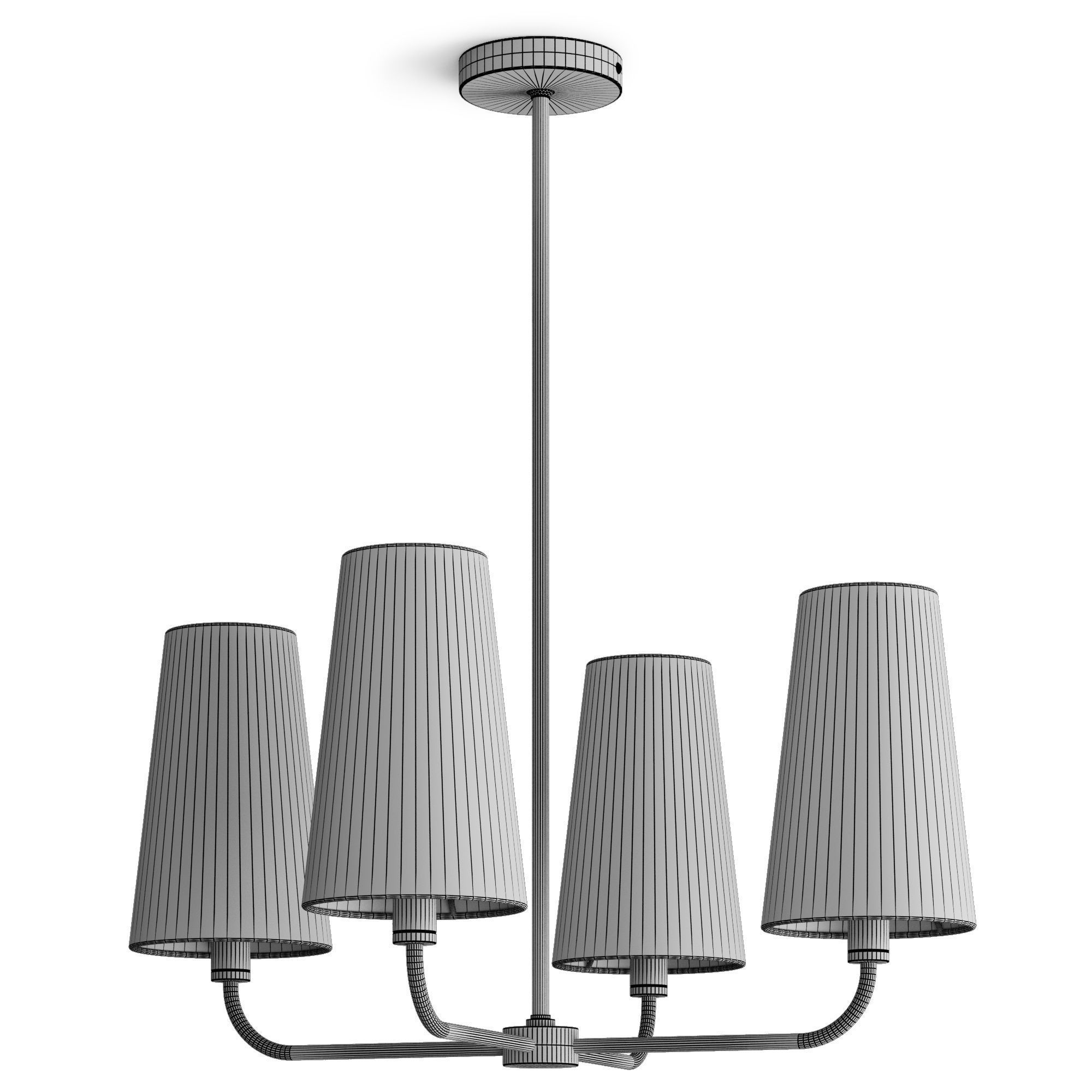 Louvre Home Ansel chandelier with white lampshades 3D model_6