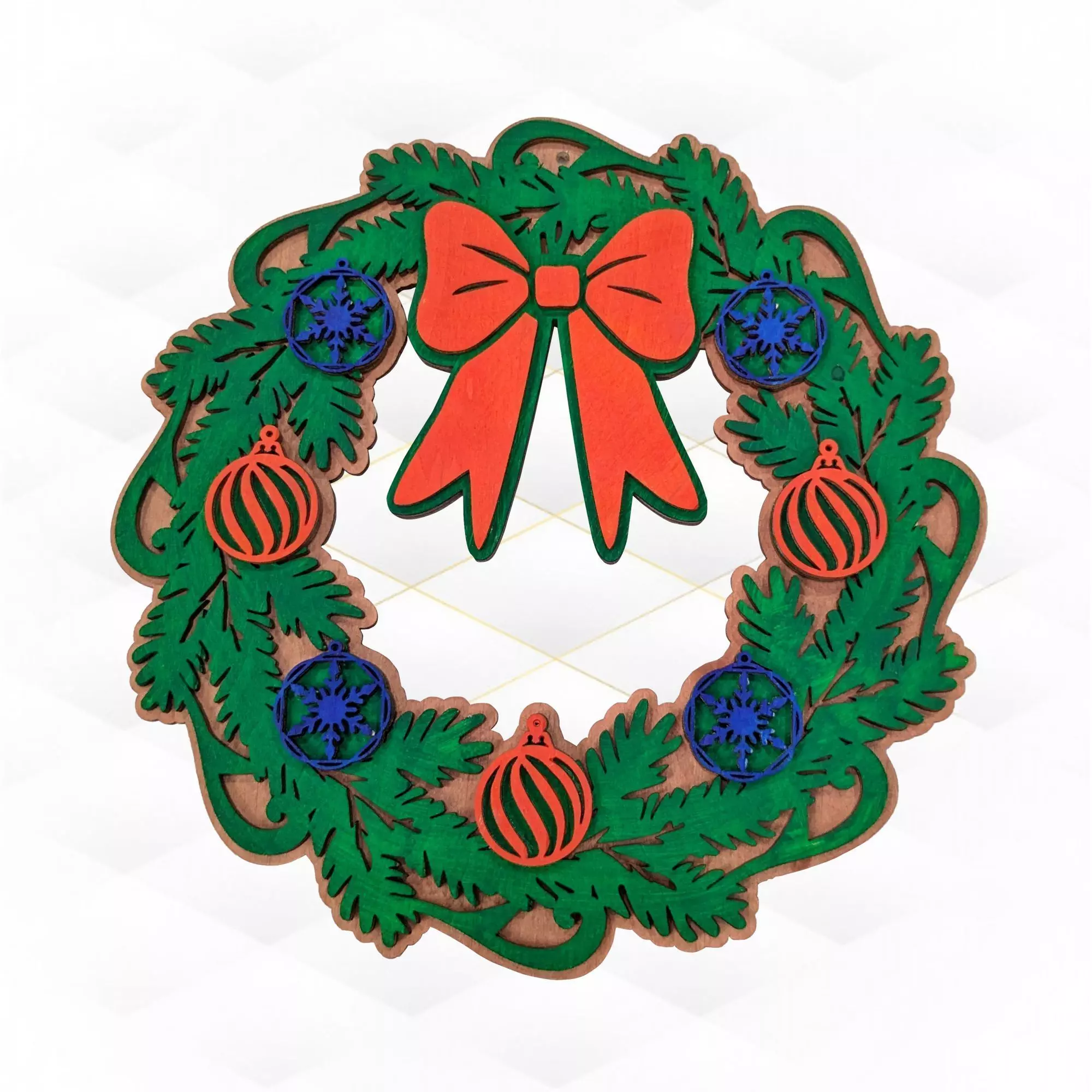 Christmas Decor Wreath laser cutting design 3D print model_0