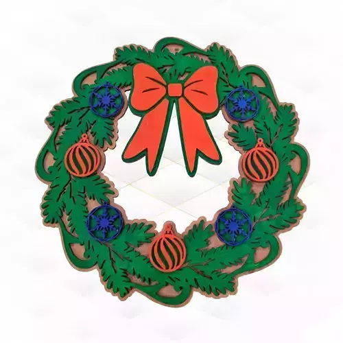 Christmas Decor Wreath laser cutting design 3D print model Christmas Decor Wreath laser cutting design 3D print model