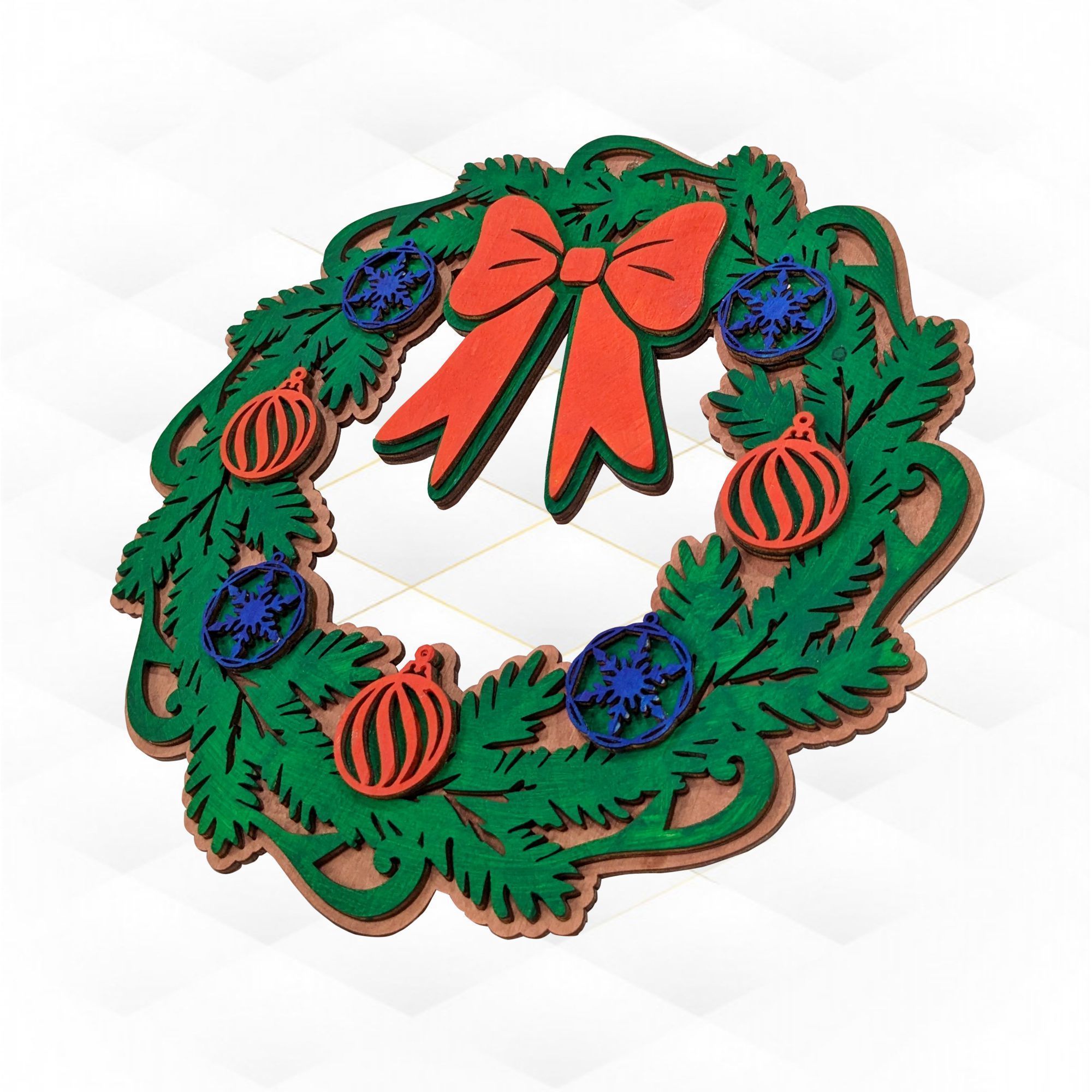 Christmas Decor Wreath laser cutting design 3D print model_1