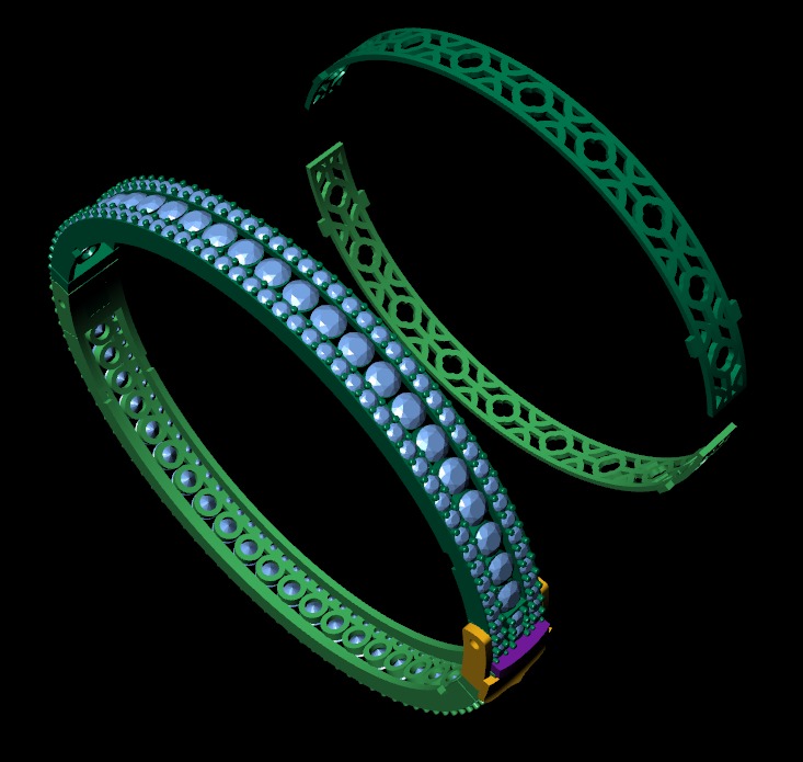 Diamond bracelets 3d render 3D print model_7