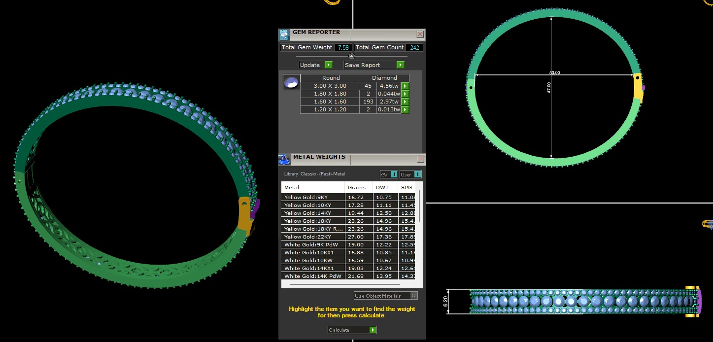 Diamond bracelets 3d render 3D print model_6