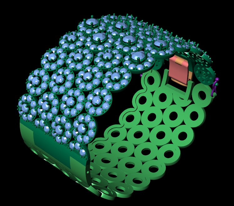 Diamond bracelets 3d render 3D print model_9