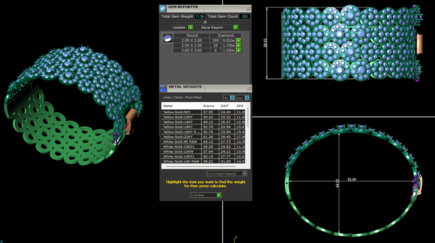 Diamond bracelets 3d render 3D print model_6