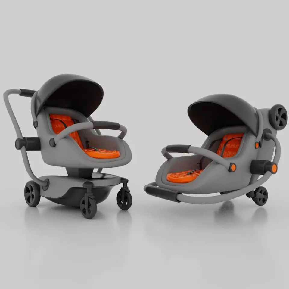 child stroller Low-poly 3D model