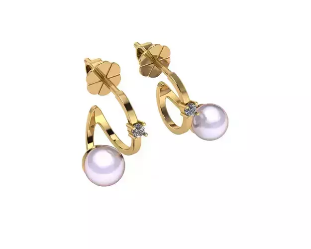 Diamond earring 3d render