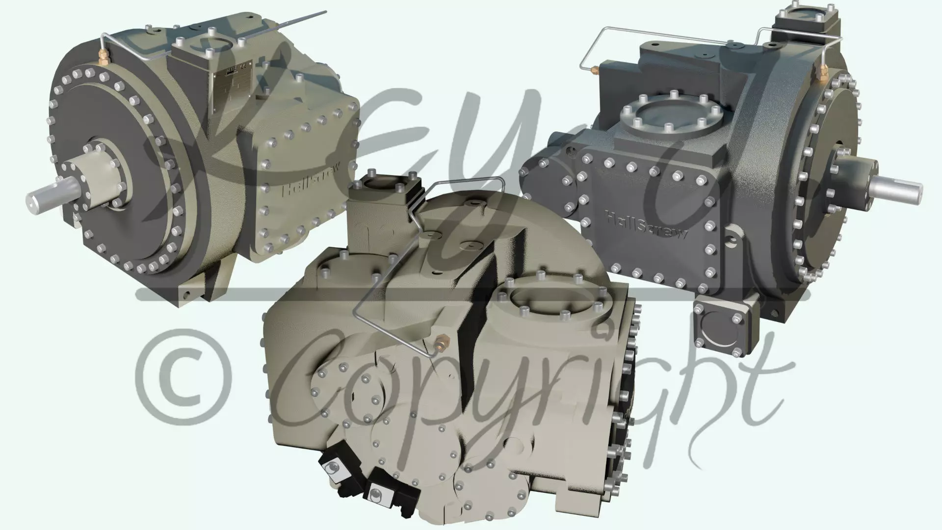 Single screw compressor JE Hall HSO 4200 Series 3D model_0