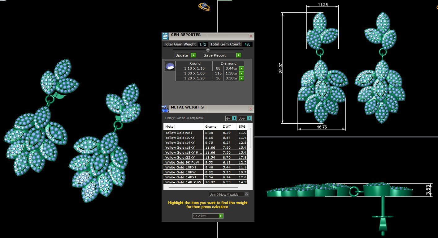 Diamond earring 3d render - 2 3D print model_6