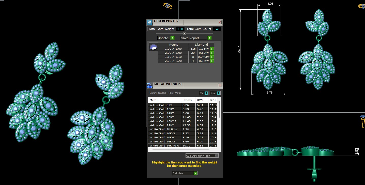 Diamond earring 3d render - 3 3D print model_6