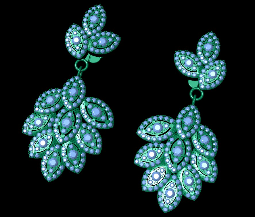 Diamond earring 3d render - 3 3D print model_7