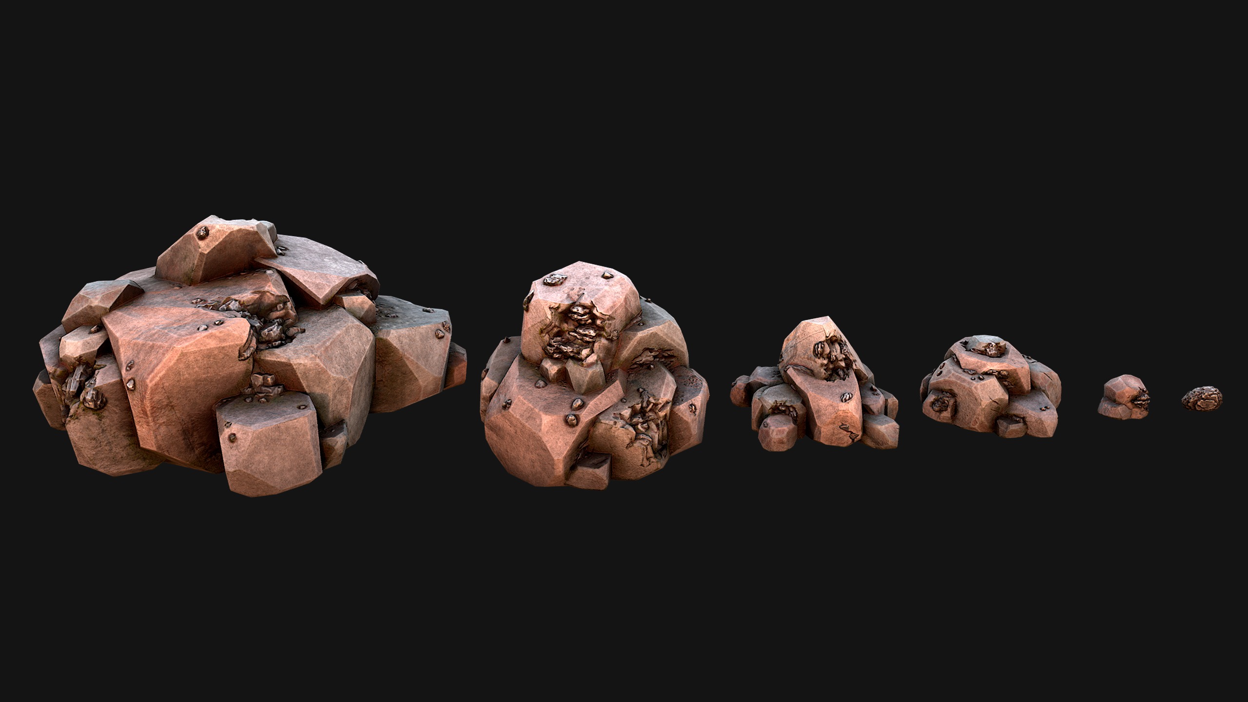 Iron Ore Rocks and Stones Set  Low-poly 3D model_21