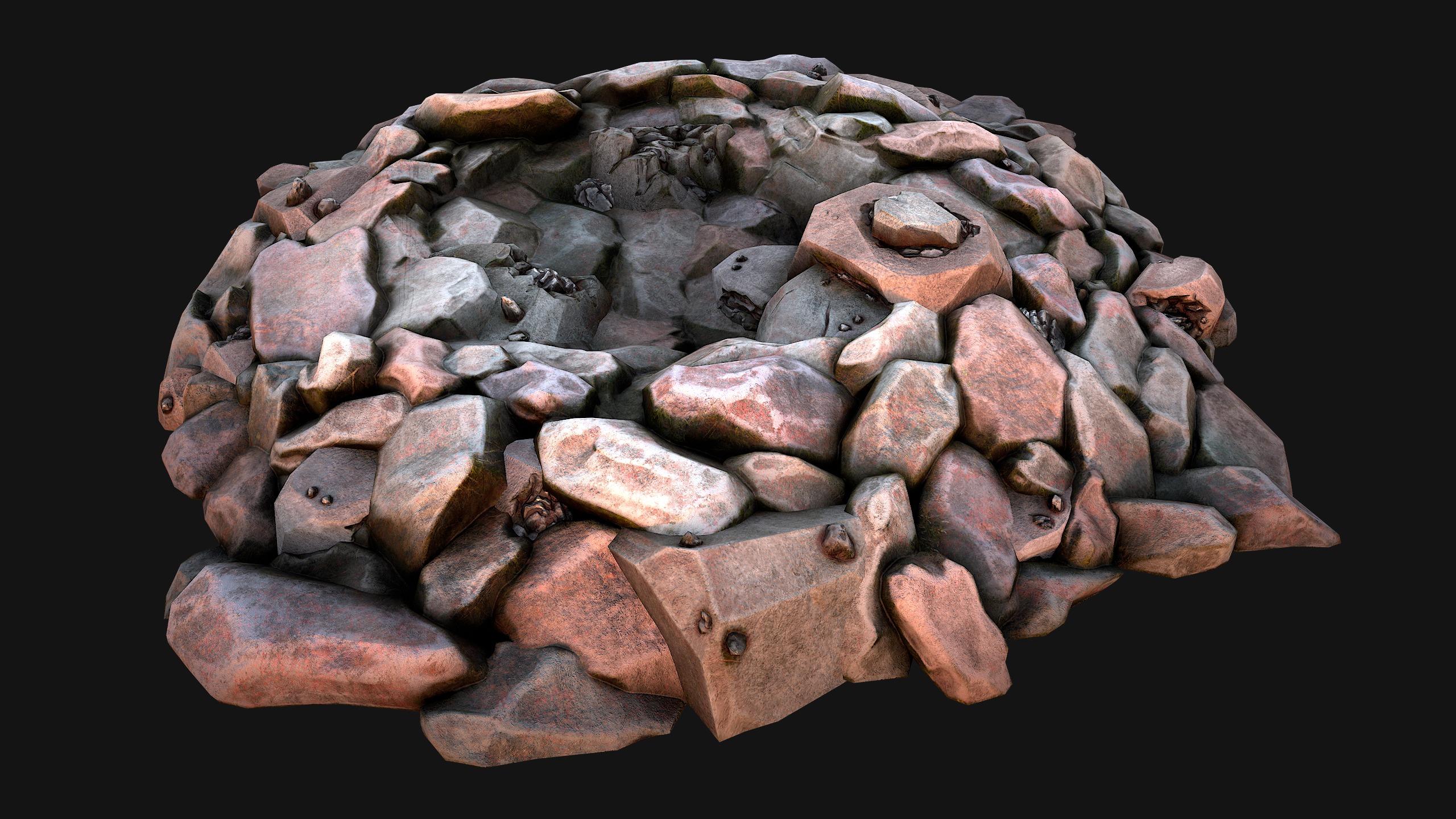 Iron Ore Rocks and Stones Set  Low-poly 3D model_25