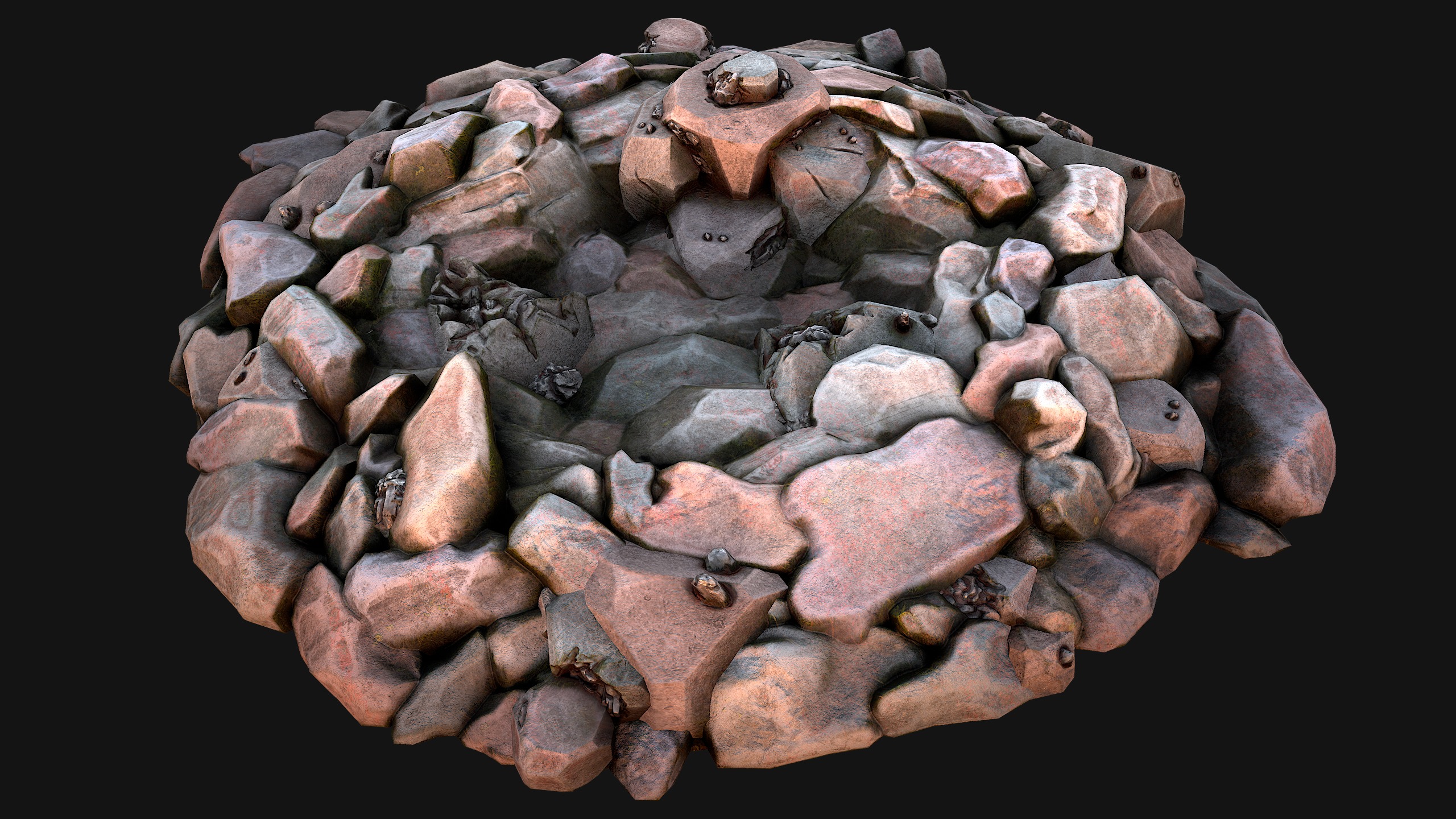 Iron Ore Rocks and Stones Set  Low-poly 3D model_34