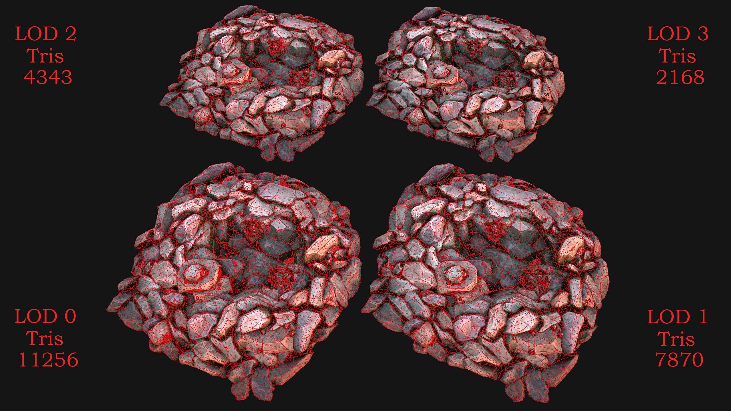 Iron Ore Rocks and Stones Set  Low-poly 3D model_4