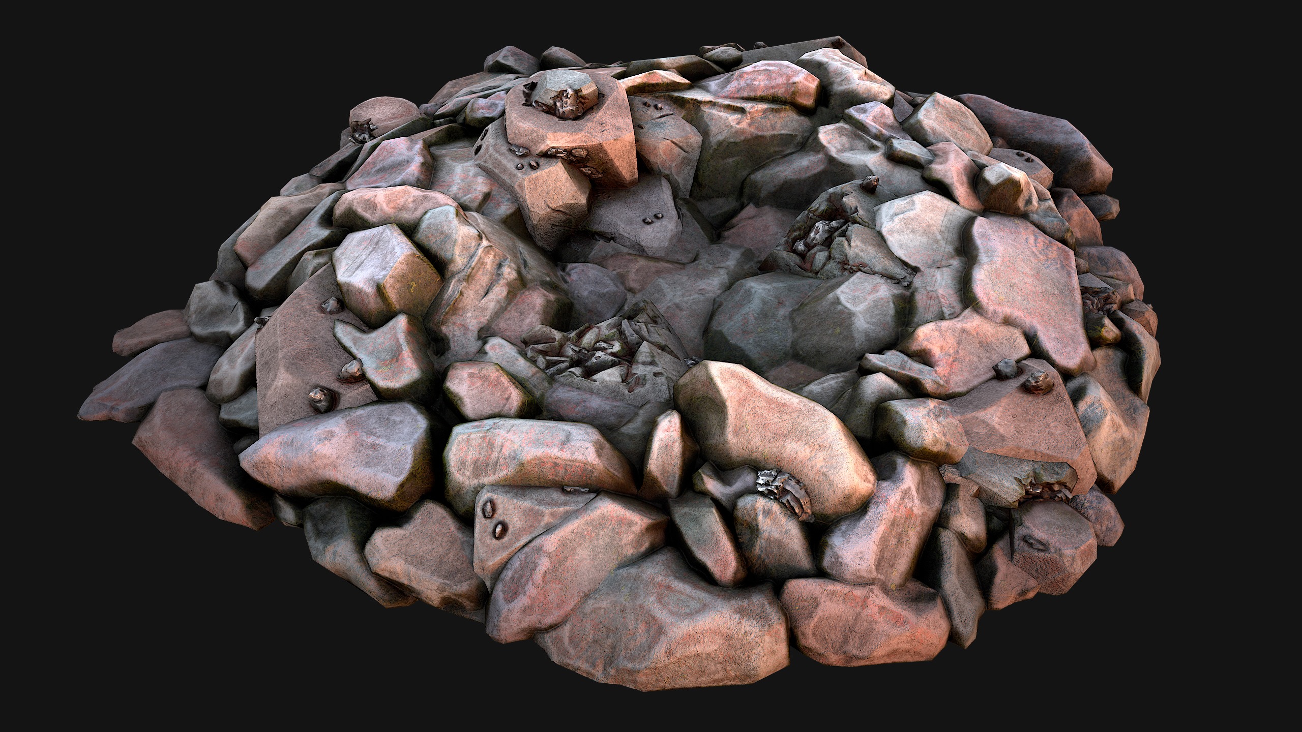 Iron Ore Rocks and Stones Set  Low-poly 3D model_33
