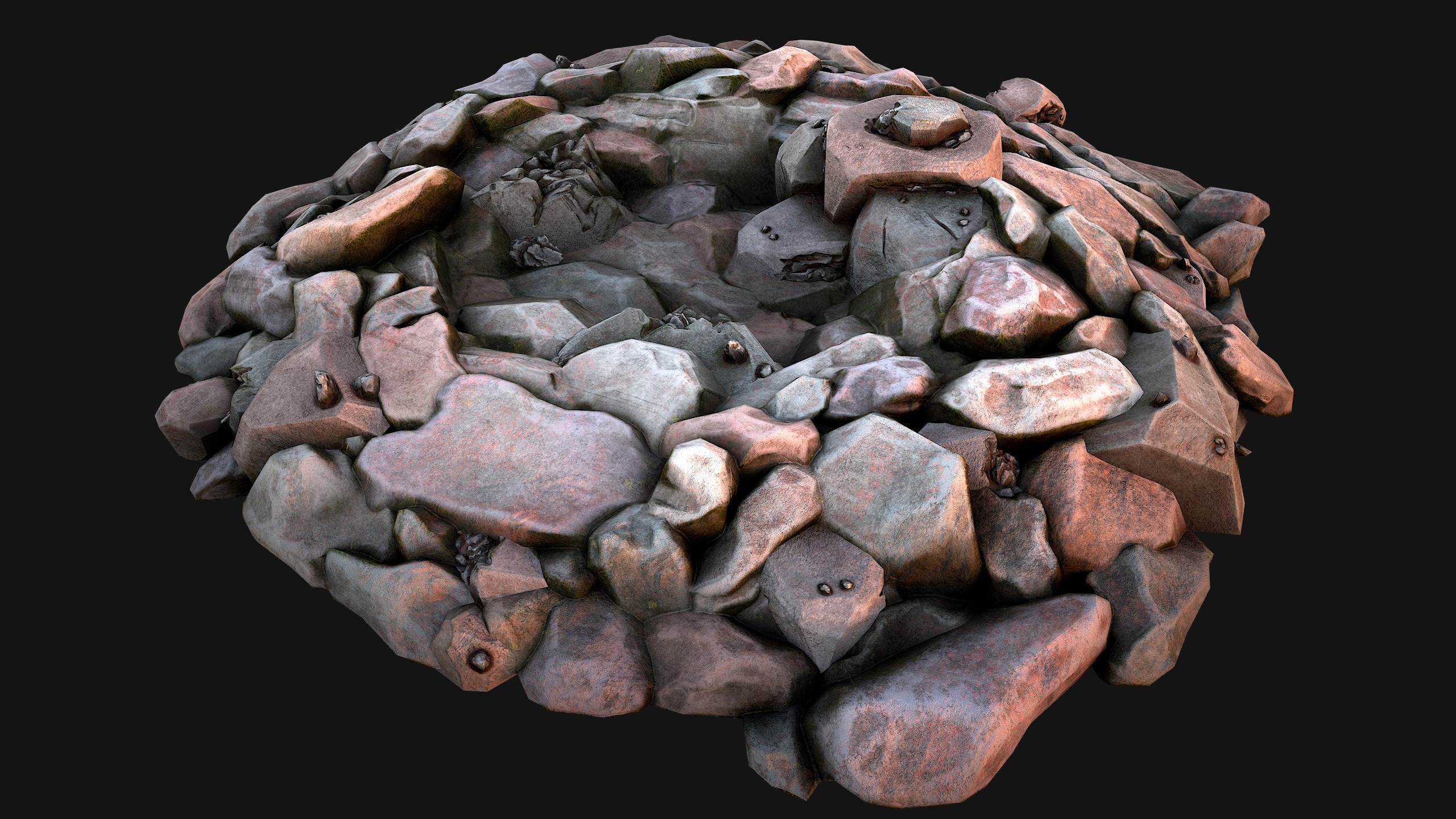 Iron Ore Rocks and Stones Set  Low-poly 3D model_24