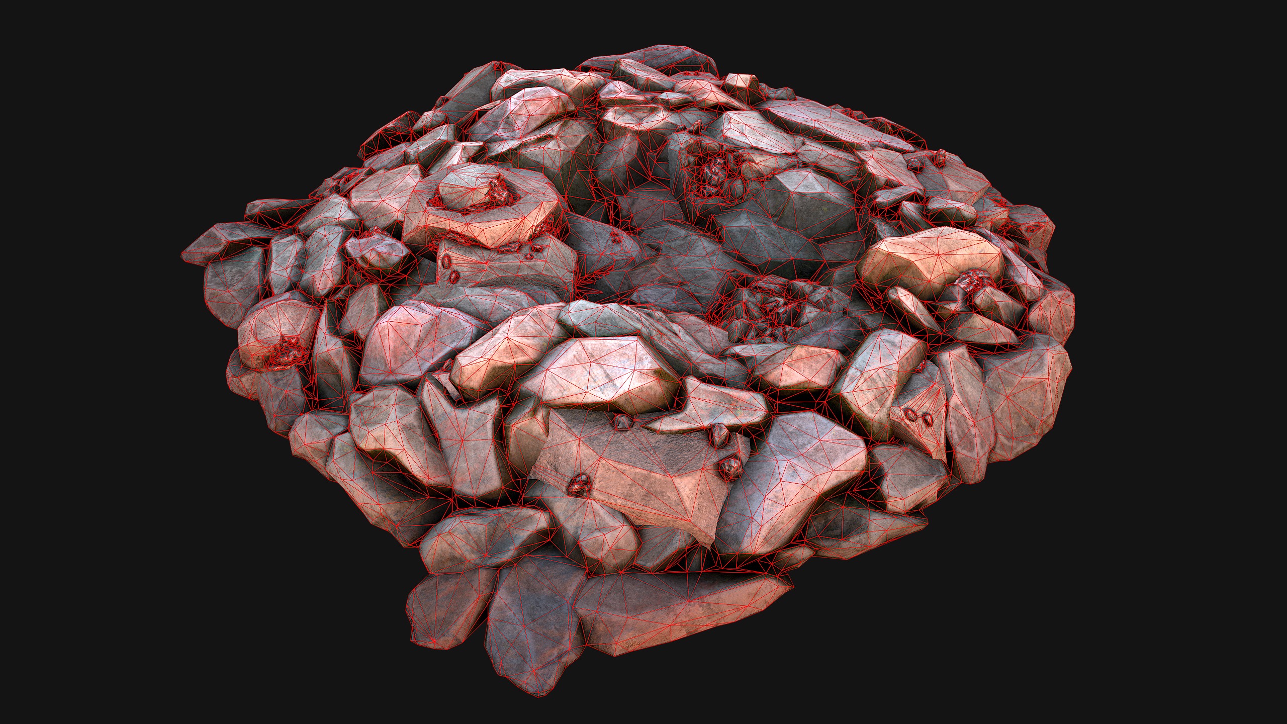 Iron Ore Rocks and Stones Set  Low-poly 3D model_29