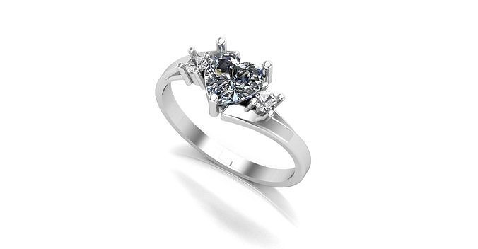 heart stone ring design  3D print model