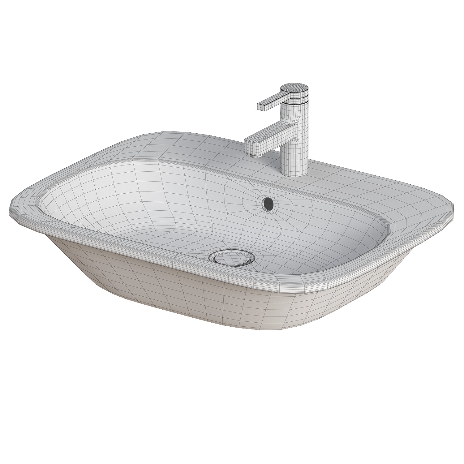 White Ceramic Sink 3D model_1