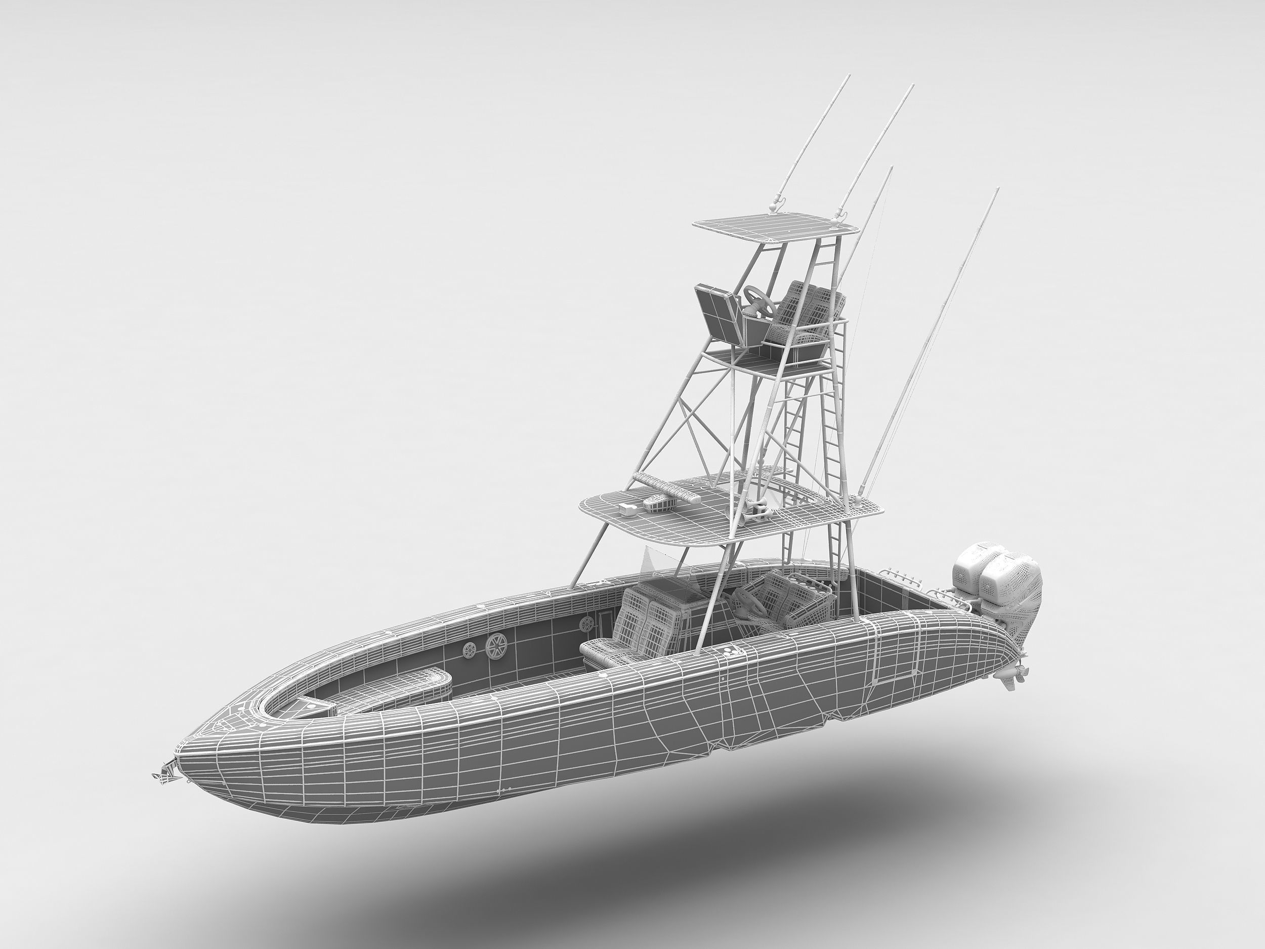 Sport fishing boat Orange 3D model_17