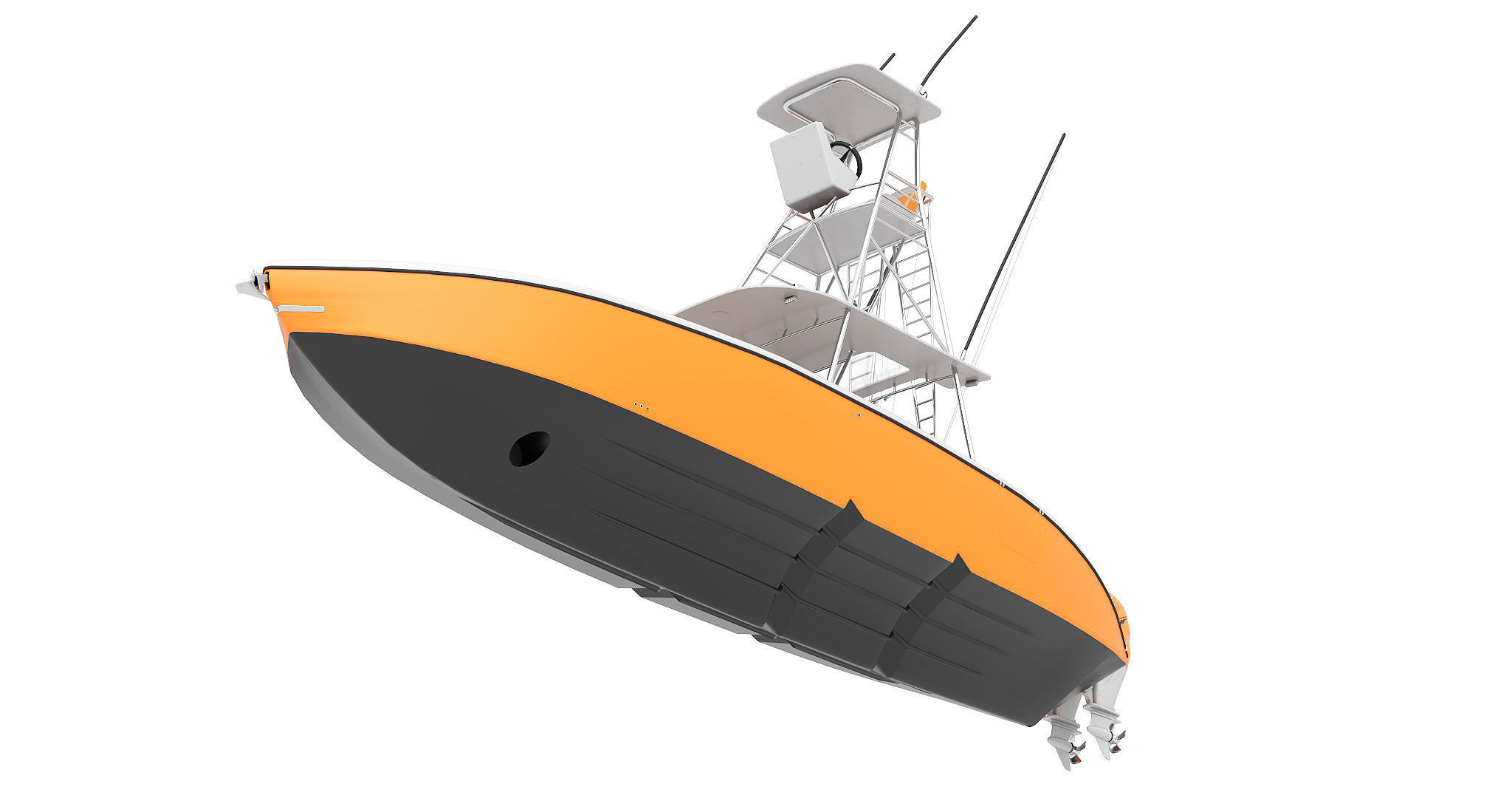 Sport fishing boat Orange 3D model_7