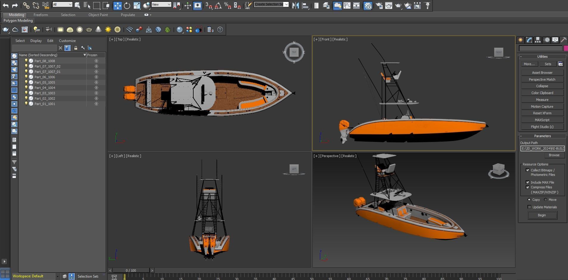 Sport fishing boat Orange 3D model_22