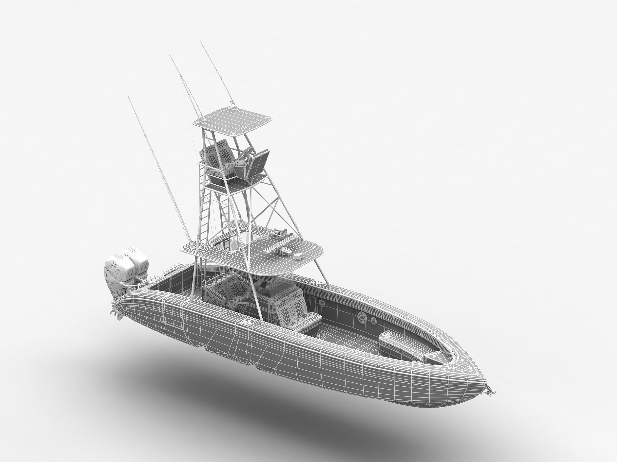 Sport fishing boat Orange 3D model_18