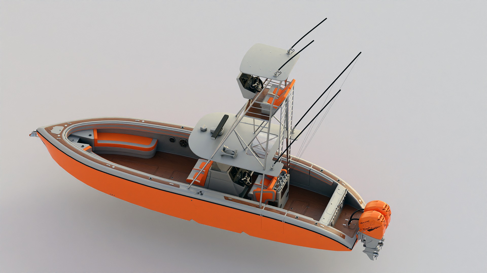 Sport fishing boat Orange 3D model_14