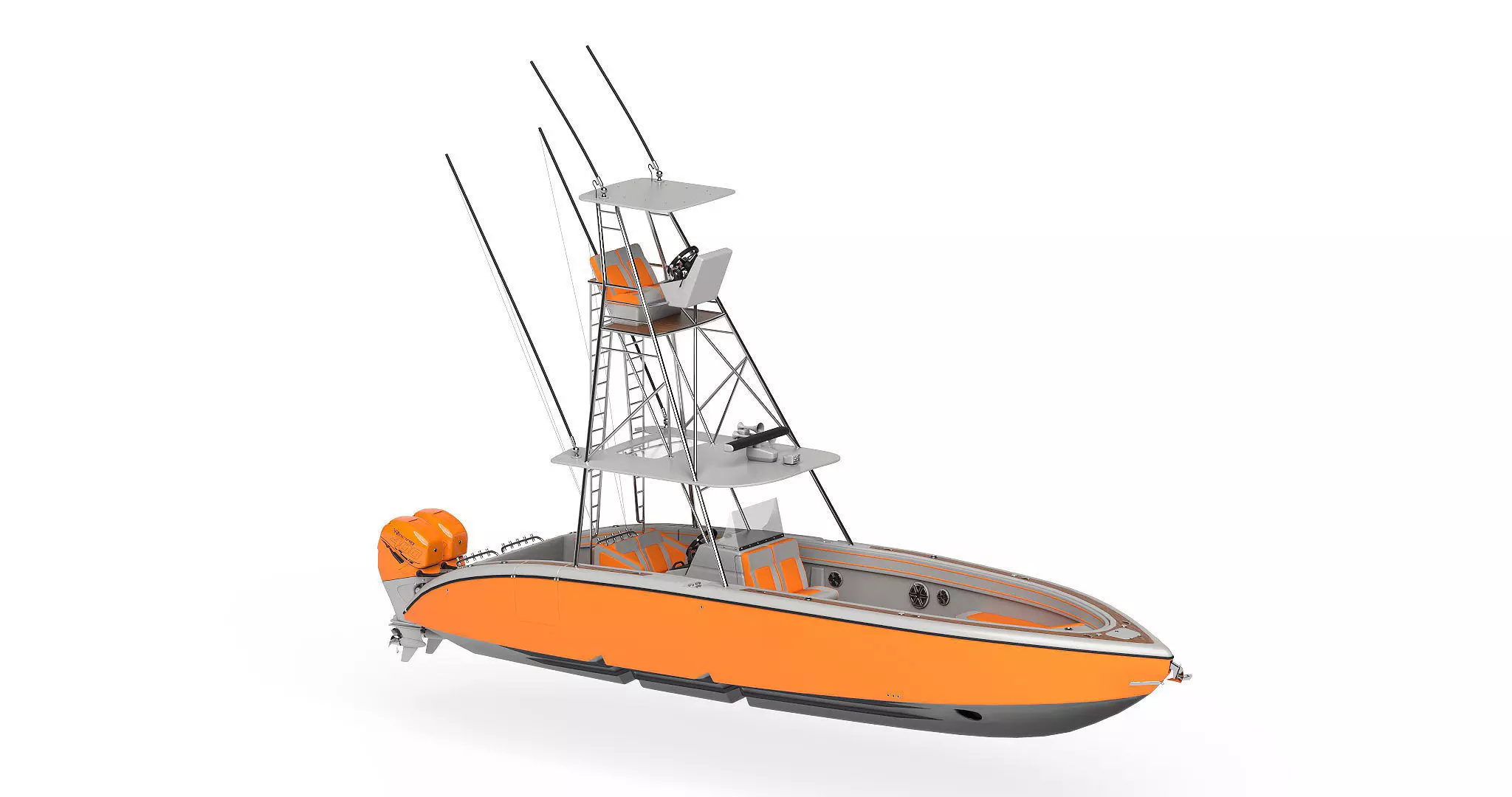 Sport fishing boat Orange 3D model_0