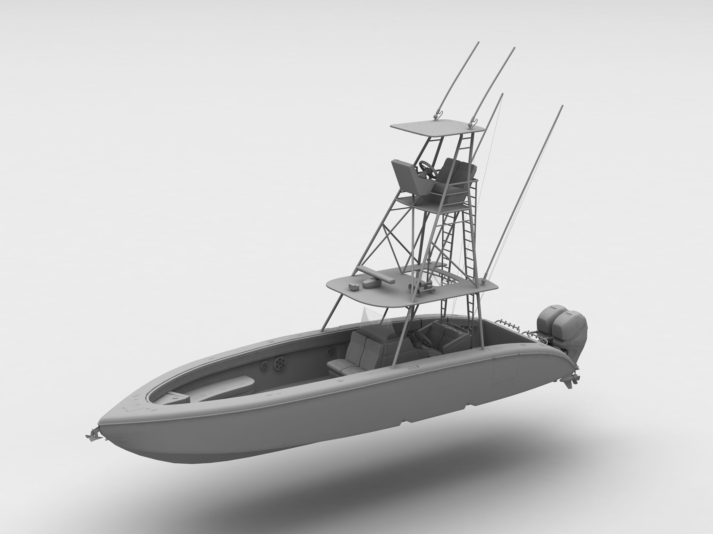 Sport fishing boat Orange 3D model_20