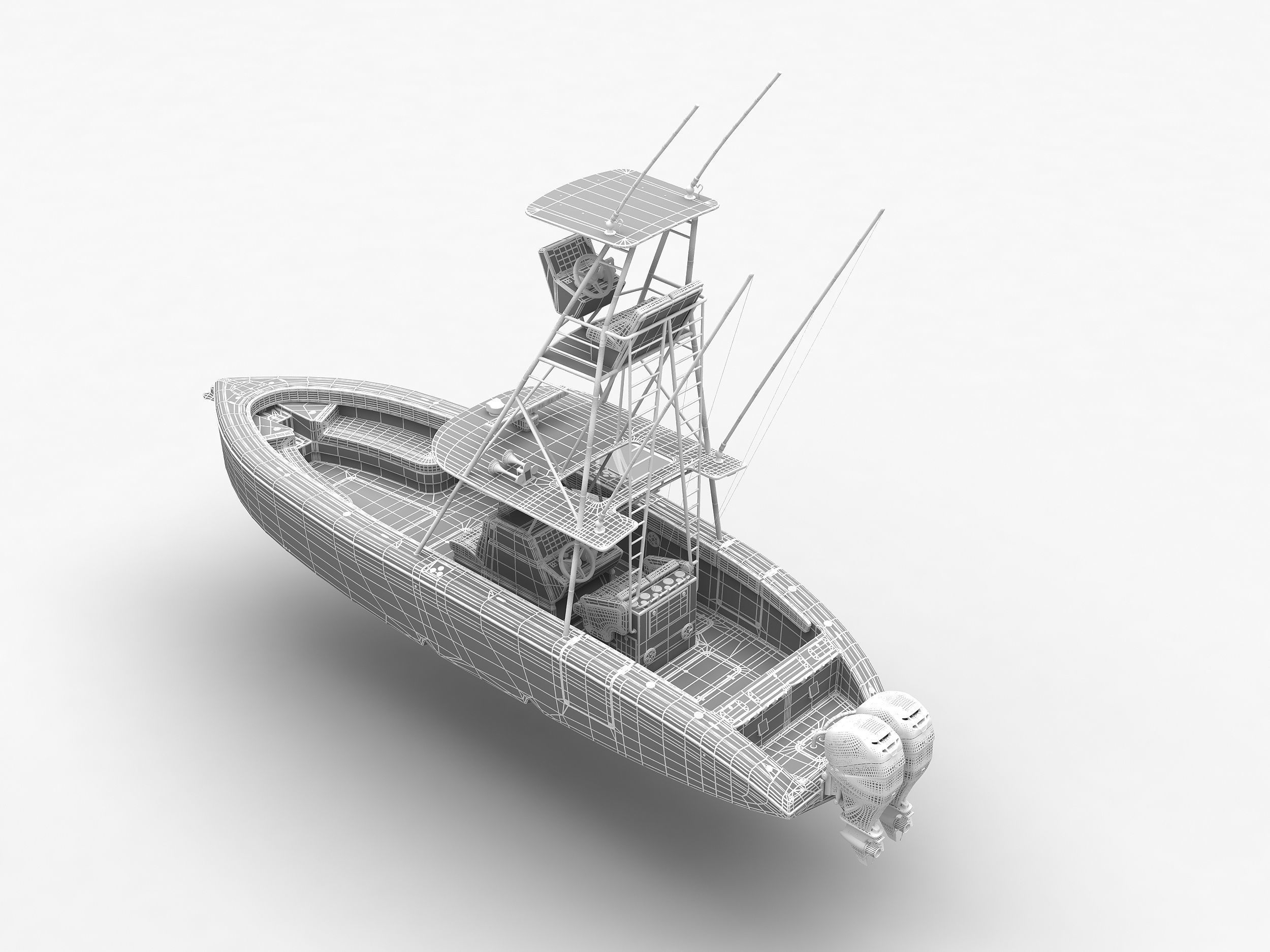 Sport fishing boat Orange 3D model_16